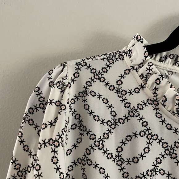 LOFT Black and White Patterned Long Sleeve Dress - Picture 8 of 13